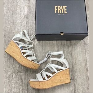 FRYE Heather Gladiator Platform Wedges in White!